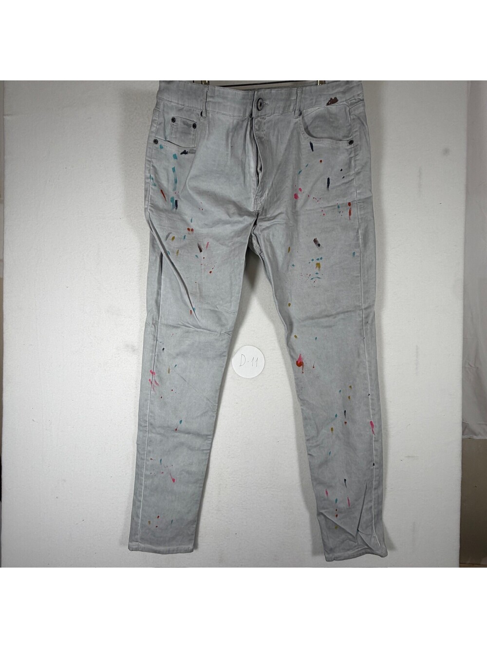 Serenede Men's Paint Splatter Slim Fit Jeans Size 42 D-11
